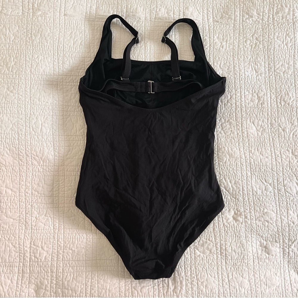 Athleta One Piece Swimsuit Square Neckline Black Size Medium - Picture 5 of 7